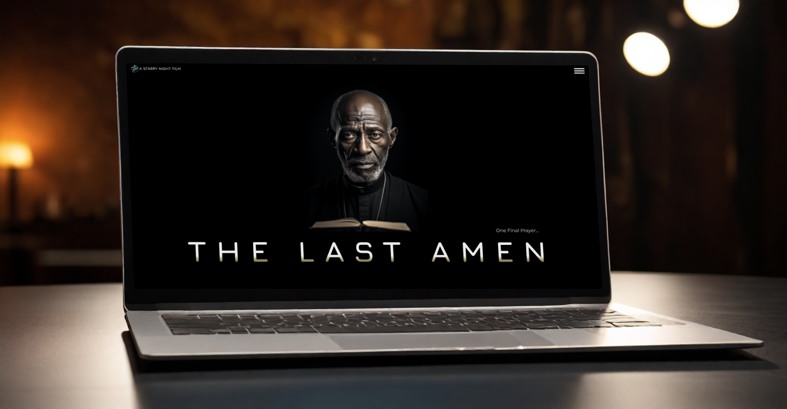 Image of Last Amen website on laptop