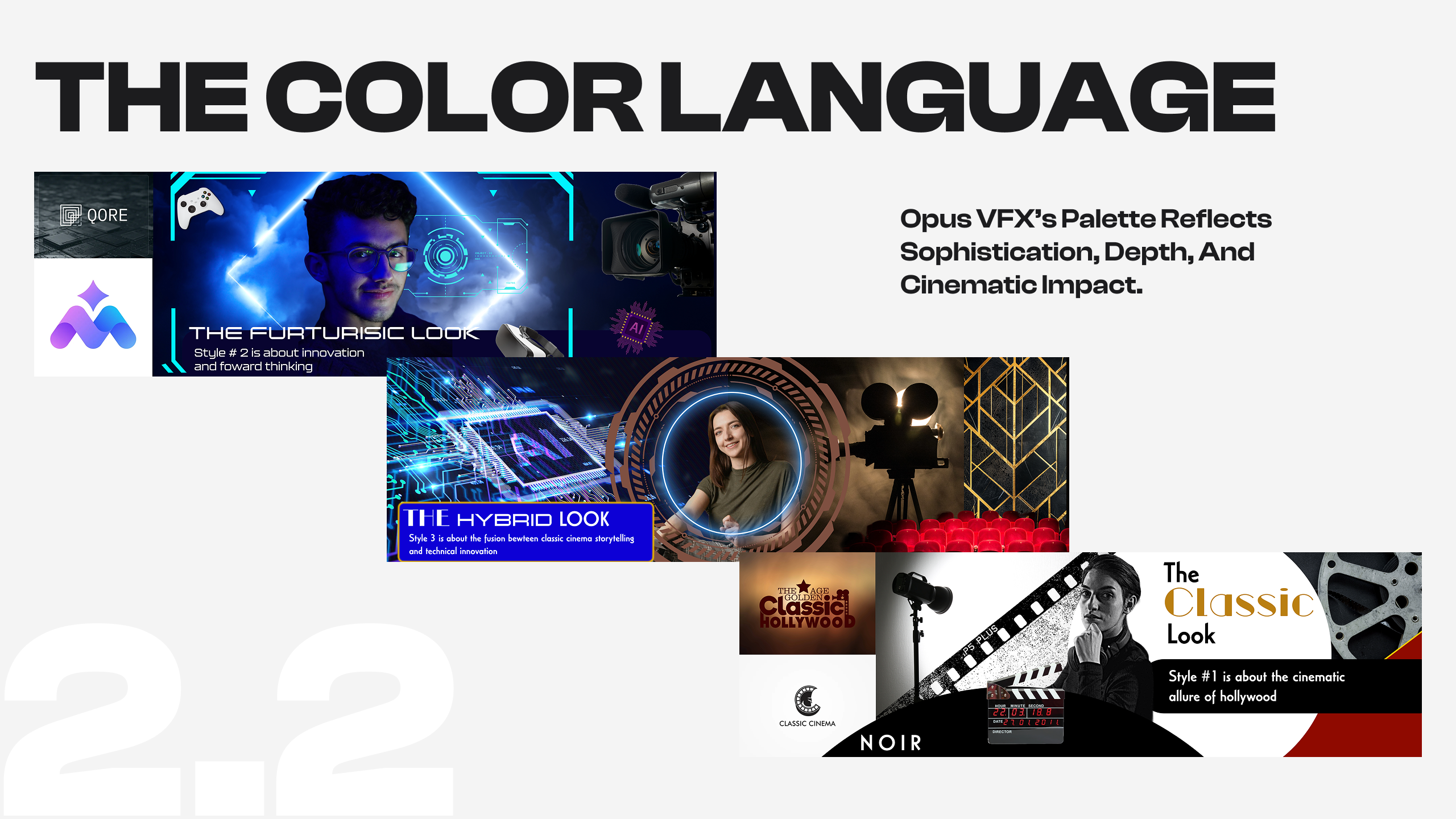 Visual and color stylescape showcasing Adobe Effects palette